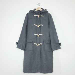 Japanese wool duffle toggle hood gray pea coat S M